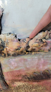 Hand Made Wildlife African Elephants Family 3-D Oil Painting on Metal Canvas