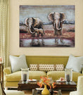 Load image into Gallery viewer, Hand Made Wildlife African Elephants Family 3-D Oil Painting on Metal Canvas
