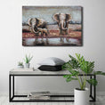 Load image into Gallery viewer, Hand Made Wildlife African Elephants Family 3-D Oil Painting on Metal Canvas
