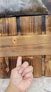 3D Wall Art Wood Canvas w/ Painted Cutout Metal Horse Peeking Over Barn Door Fence