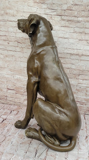 Lifelike Bronze Dog Statue – Realistic Sitting Dog Sculpture for Home or Garden Decor