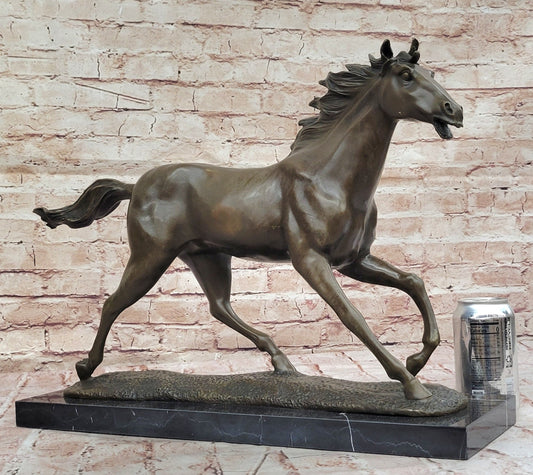 Milo Running Horse Bronze Sculpture – Realistic Equine Art on Marble Base