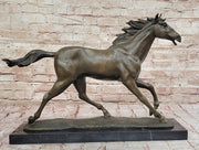 Milo Running Horse Bronze Sculpture – Realistic Equine Art on Marble Base