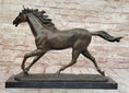Load image into Gallery viewer, Milo Running Horse Bronze Sculpture – Realistic Equine Art on Marble Base
