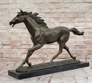 Milo Running Horse Bronze Sculpture – Realistic Equine Art on Marble Base