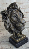 Load image into Gallery viewer, Hot Cast Bronze Male Lion Bust Sculpture Statue Original Art on Marble Base
