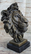 Load image into Gallery viewer, Hot Cast Bronze Male Lion Bust Sculpture Statue Original Art on Marble Base
