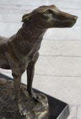 Load image into Gallery viewer, Greyhound Dog Whippet Bronze Statue Sculpture Figure Marble Base by Fremiet 13" x 10"
