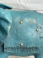 Green Blue Elephant Bronze Sculpture Statue Figure Figurine Signed Original Art