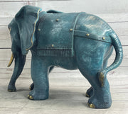Extra Large Heavy Wildlife Elephant by French Artist Barye Green Patina Bronze Statue