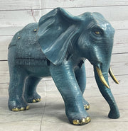 Extra Large Heavy Wildlife Elephant by French Artist Barye Green Patina Bronze Statue