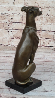 Greyhound Whippet Slender Dog Bronze Metal Modern Art Sculpture Statue Figure Marble Base