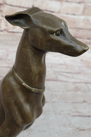 Greyhound Whippet Slender Dog Bronze Metal Modern Art Sculpture Statue Figure Marble Base