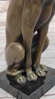 Greyhound Whippet Slender Dog Bronze Metal Modern Art Sculpture Statue Figure Marble Base