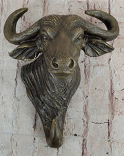 Bull Steer Buffalo Cow Cattle Bronze Metal Wall Mounted Head Original Signed Art