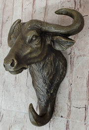 Bull Steer Buffalo Cow Cattle Bronze Metal Wall Mounted Head Original Signed Art