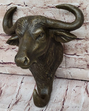 Bull Steer Buffalo Cow Cattle Bronze Metal Wall Mounted Head Original Signed Art