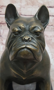 Bronze Bulldog Sculpture on Marble Base – Dog Lover Gift Decor