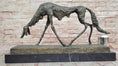Load image into Gallery viewer, Abstract Surrealist Bronze Dog Sculpture Statue on Marble Base
