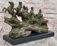 Load image into Gallery viewer, Eight Galloping Horses Bronze Sculpture on Marble Base Signed M. Lopez
