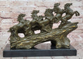 Load image into Gallery viewer, Eight Galloping Horses Bronze Sculpture on Marble Base Signed M. Lopez
