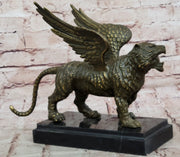 Majestic Griffin Bronze Sculpture - Mythical Lion-Eagle Creature Fantasy Art