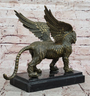 Majestic Griffin Bronze Sculpture - Mythical Lion-Eagle Creature Fantasy Art
