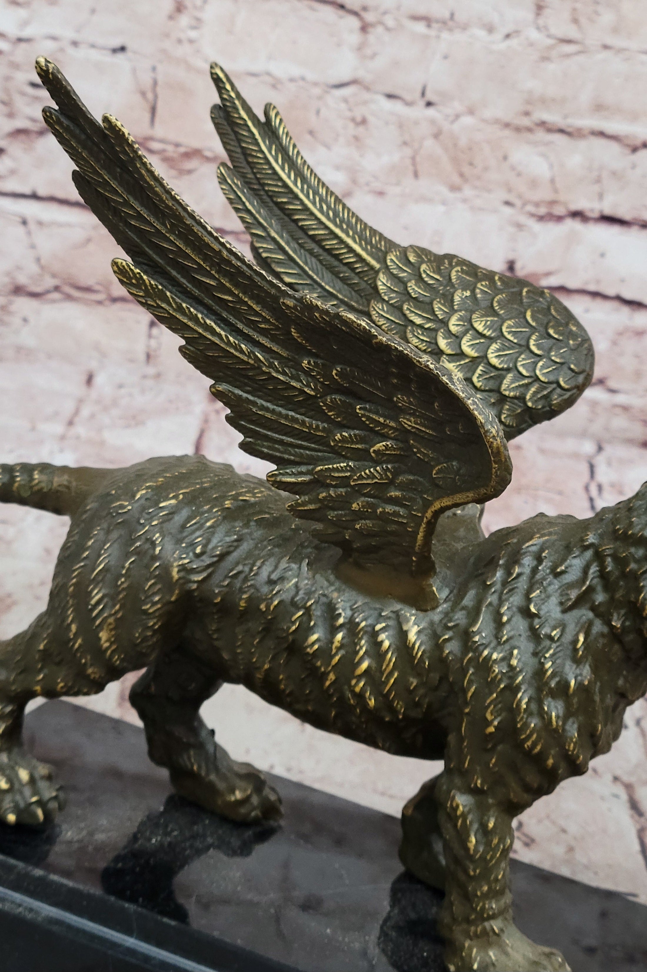 Majestic Griffin Bronze Sculpture - Mythical Lion-Eagle Creature Fantasy Art