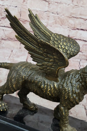 Majestic Griffin Bronze Sculpture - Mythical Lion-Eagle Creature Fantasy Art
