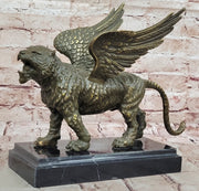 Majestic Griffin Bronze Sculpture - Mythical Lion-Eagle Creature Fantasy Art