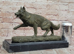 Bronze German Shepherd Statue – Guard Dog Sculpture Decor