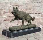 Bronze German Shepherd Statue – Guard Dog Sculpture Decor
