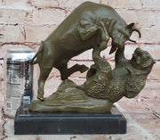 Bull and Bear Bronze Sculpture - Financial Market Symbol Animal Art