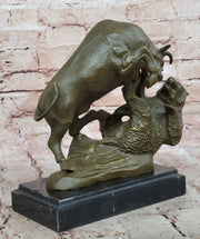Bull and Bear Bronze Sculpture - Financial Market Symbol Animal Art
