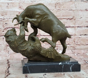 Bull and Bear Bronze Sculpture - Financial Market Symbol Animal Art