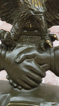 Load image into Gallery viewer, Bronze Eagle and Handshake Statue – Patriotic American Unity Sculpture
