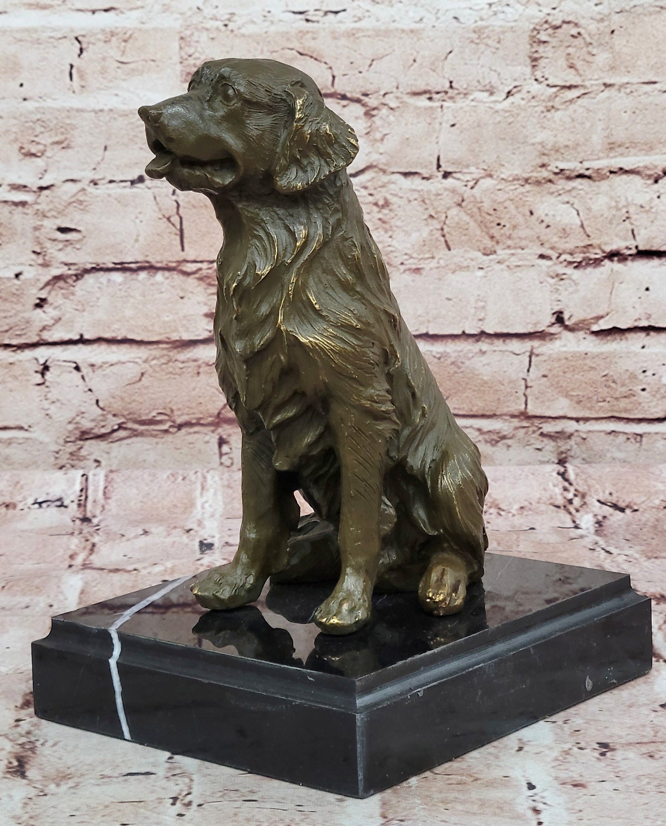Sitting Retriever Bronze Sculpture - Golden Retriever Labrador Dog Art 