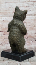 Load image into Gallery viewer, Bronze Bear Welcome Statue – Bear with Fish Cabin Decor
