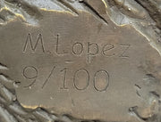 Bronze Bear Welcome Statue – Bear with Fish Cabin Decor