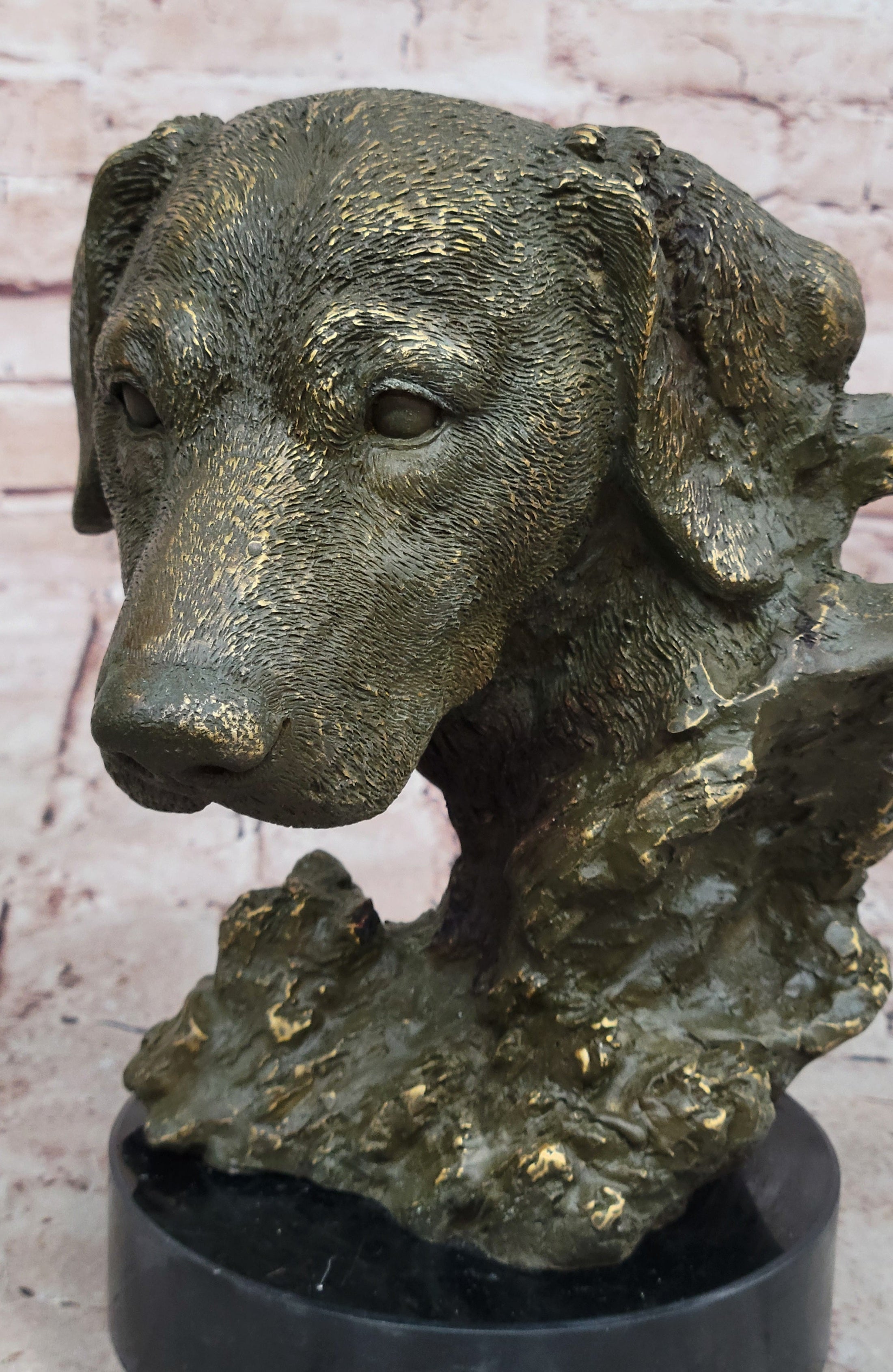 Bronze Labrador Retriever Dog Head Sculpture - Signed Original Art