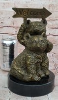 Load image into Gallery viewer, Adorable Bear Cub Welcome Statue – Bronze Finish Home Decor
