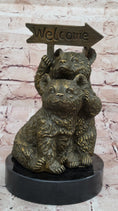 Load image into Gallery viewer, Adorable Bear Cub Welcome Statue – Bronze Finish Home Decor
