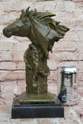 Load image into Gallery viewer, Bronze Horse Head Bust with Rope – Western Equestrian Sculpture
