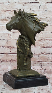 Bronze Horse Head Bust with Rope – Western Equestrian Sculpture