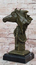 Bronze Horse Head Bust with Rope – Western Equestrian Sculpture