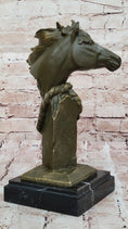 Load image into Gallery viewer, Bronze Horse Head Bust with Rope – Western Equestrian Sculpture
