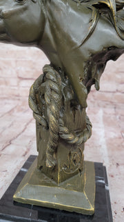 Bronze Horse Head Bust with Rope – Western Equestrian Sculpture