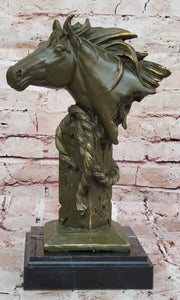 Bronze Horse Head Bust with Rope – Western Equestrian Sculpture