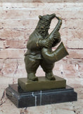 Load image into Gallery viewer, Bear Playing Saxophone Bronze Sculpture - Whimsical Animal Music Art
