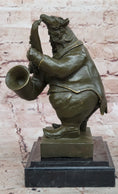 Load image into Gallery viewer, Bear Playing Saxophone Bronze Sculpture - Whimsical Animal Music Art
